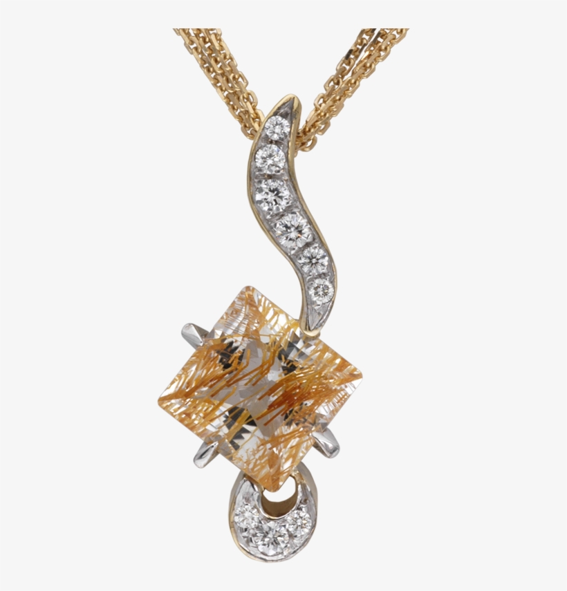 Faini Designs Jewelry Studio Ruilated Topaz And Diamond - Pendant, transparent png #1213108