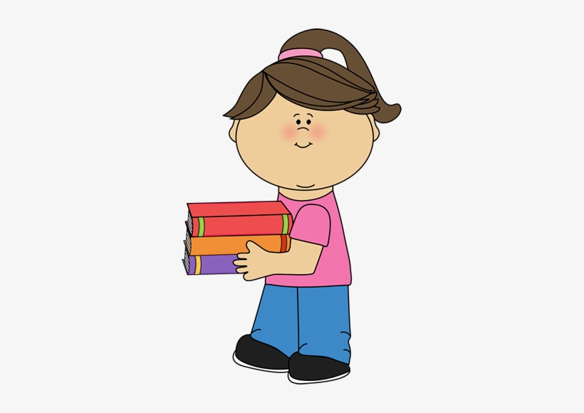 Books Clipart Monitor - Girl Holding Books Clipart, transparent png #1213333
