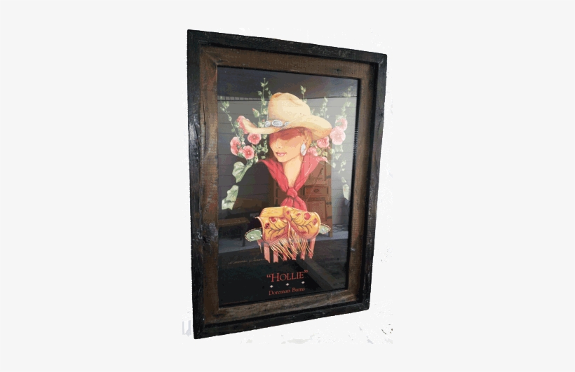 Reclaimed Fence Wood Frame With "hollie" Print By Doreman - Cowboy, transparent png #1213846