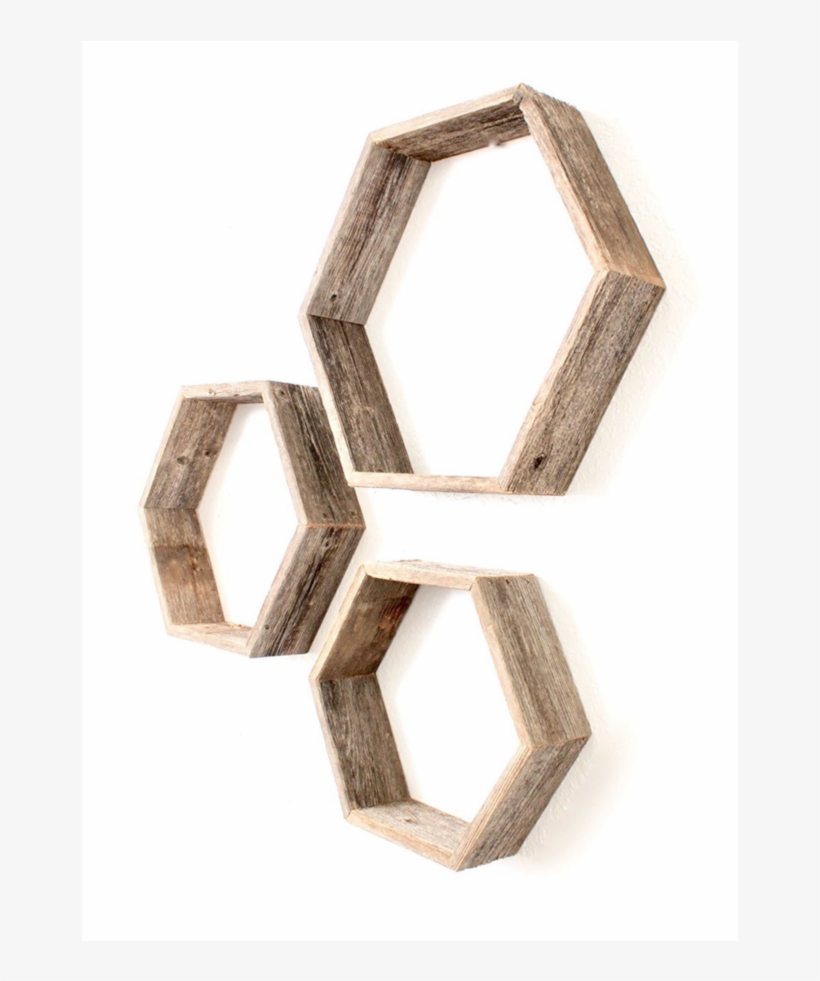 Rustic Farmhouse Floating Hexagon Shelves - Barnwoodusa Rustic Hexagon Set Of 3 Shelves - 100 Percent, transparent png #1214339