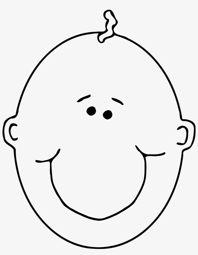 Clipart - Boyface8 Outline - Happy Outline, transparent png #1215065