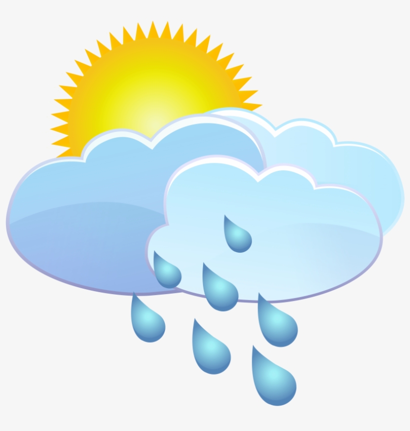 Free Png Clouds Sun And Rain Drops Weather Icon Png - Transparent