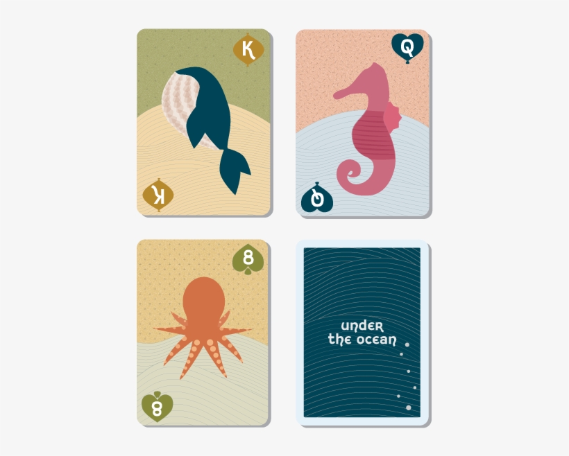 The Theme Of The Set Of Cards Is Marine Animals - Cartoon, transparent png #1215884
