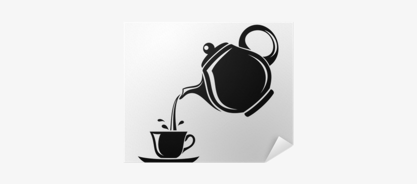 Black Silhouette Of Teapot And Cup - Tea Kettle Clip Art, transparent png #1216004