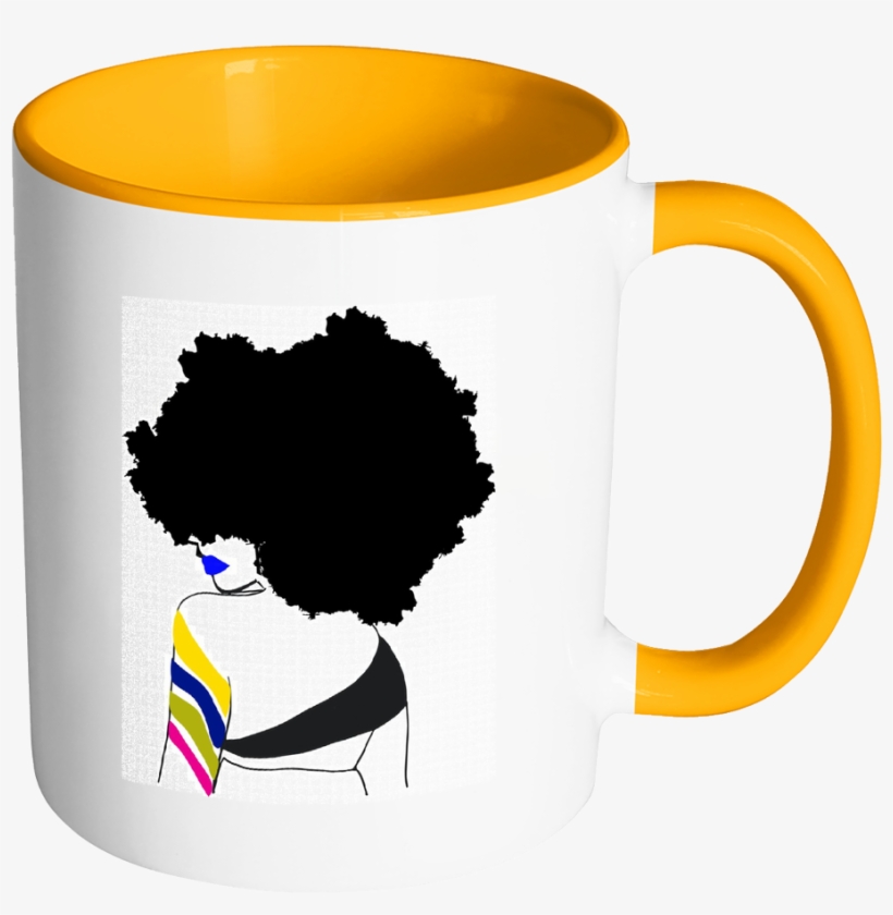 Afro Ether Coffee Mug - Natural Hair Black Women Silhouette, transparent png #1216095