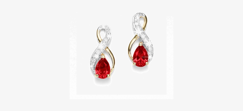 9ct Ruby & Diamond Earrings - Diamonds Earrings With Red Ruby, transparent png #1217289