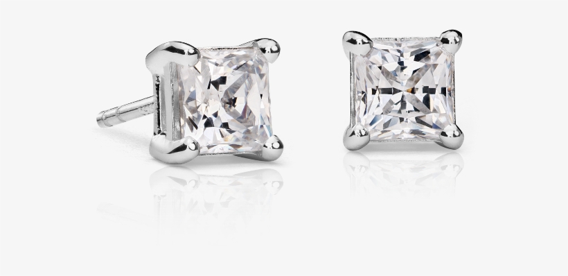 Princess Cut Diamond Studs - 1.5 Carat Earring Diamond White Gold, transparent png #1217595