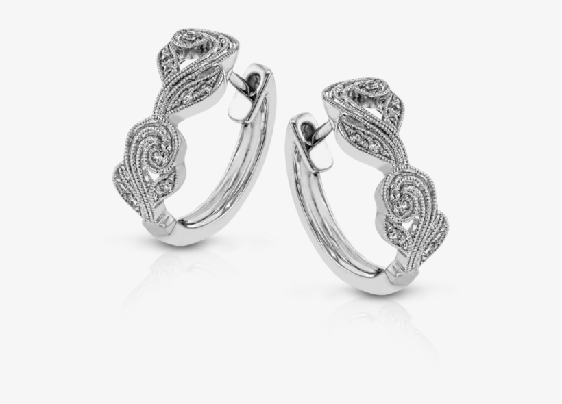 18k White Gold Diamond Earrings - Simon G. 18k White Gold Hoop Earrings, transparent png #1217759