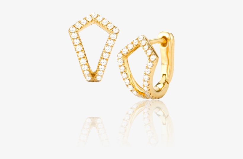 Curved Diamond Earring - Rose Gold Sarah Leah Diamond Huggies - Dana Rebecca, transparent png #1217951
