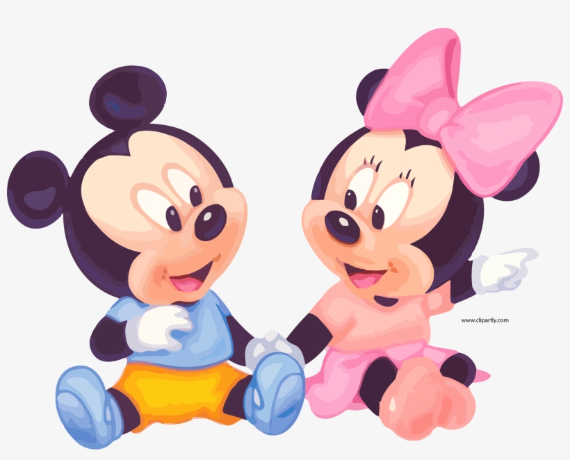 Baby Minnie And Mickey Sit Clipart Png - Mickey Et Minnie Bébé, transparent png #1218739