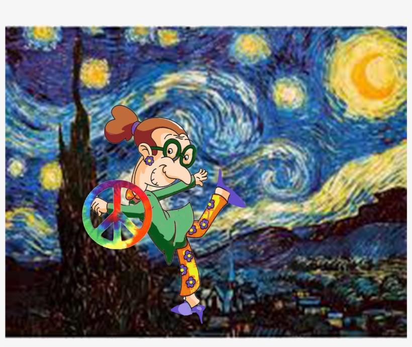 Peacenik Granny - Van Gogh Starry Night, transparent png #1220067