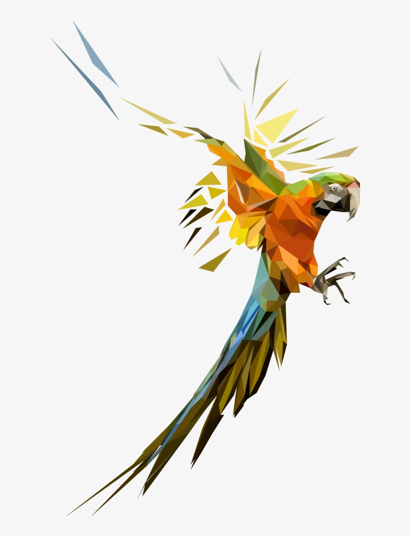 Low Poly Parrot Shower Curtain, transparent png #1220363