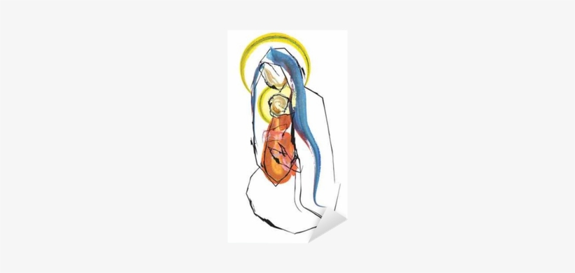 Christmas Nativity Scene Mother And Child, Virgin Mary - Digital Illustration, transparent png #1222115