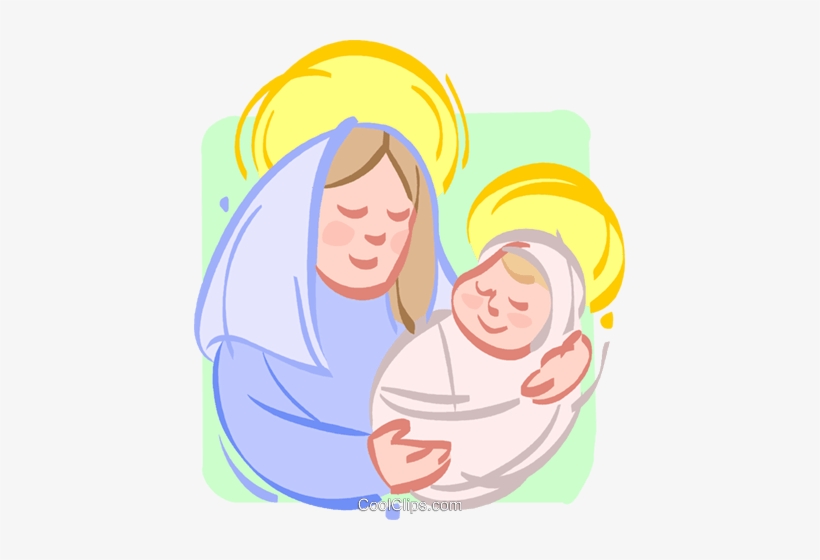 Mother Mary With Baby Jesus Royalty Free Vector Clip - Illustration, transparent png #1222171