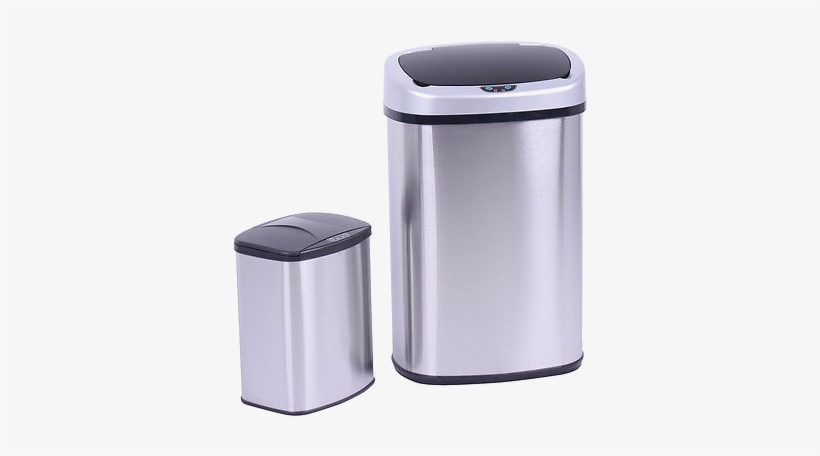 Set Of 2 Touch-free Motion Sensor Trash Can - Nongminkshop Motion Sensor Stainless Steel Touchless, transparent png #1222635