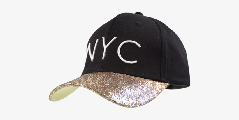 Sombrero De Béisbol Bordado Sequined Nyc Del Bordado - Sequined Brim Nyc Embroideried Baseball Hat - Black, transparent png #1223027