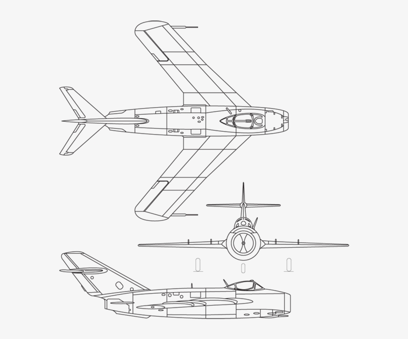 Mig 17 3 View Drawing - Mig 17 Drawing, transparent png #1223239