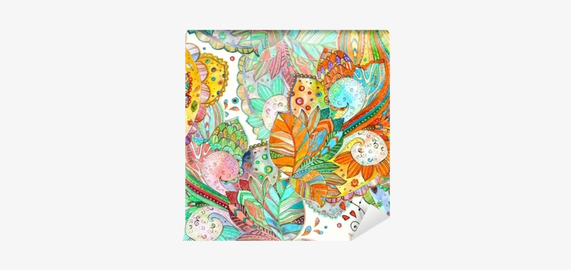 Colorful Seamless Texture With Fancy Floral - Painting, transparent png #1223727