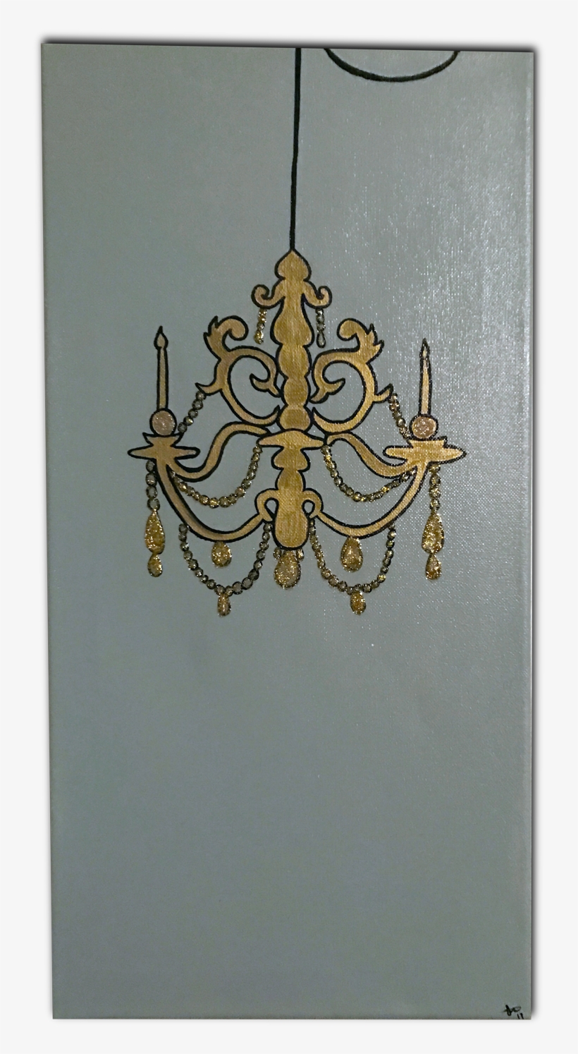 Black And Gray Chandelier On Canvas - Canvas, transparent png #1224327