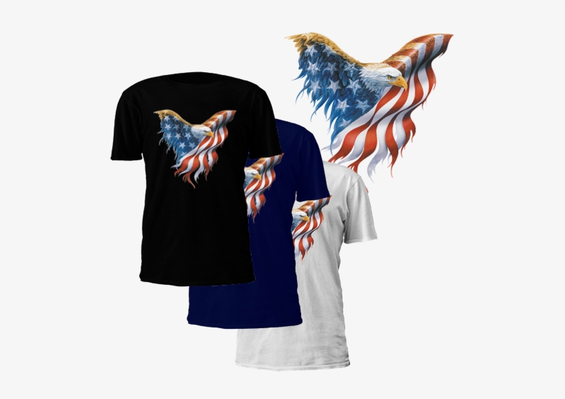 American Flag Eagle T-shirt - American Eagle Flag Png, transparent png #1224881