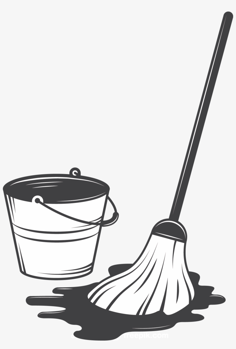 Cleaning Tool Illustration - Cleaning Black And White Floor Mop, transparent png #1225179