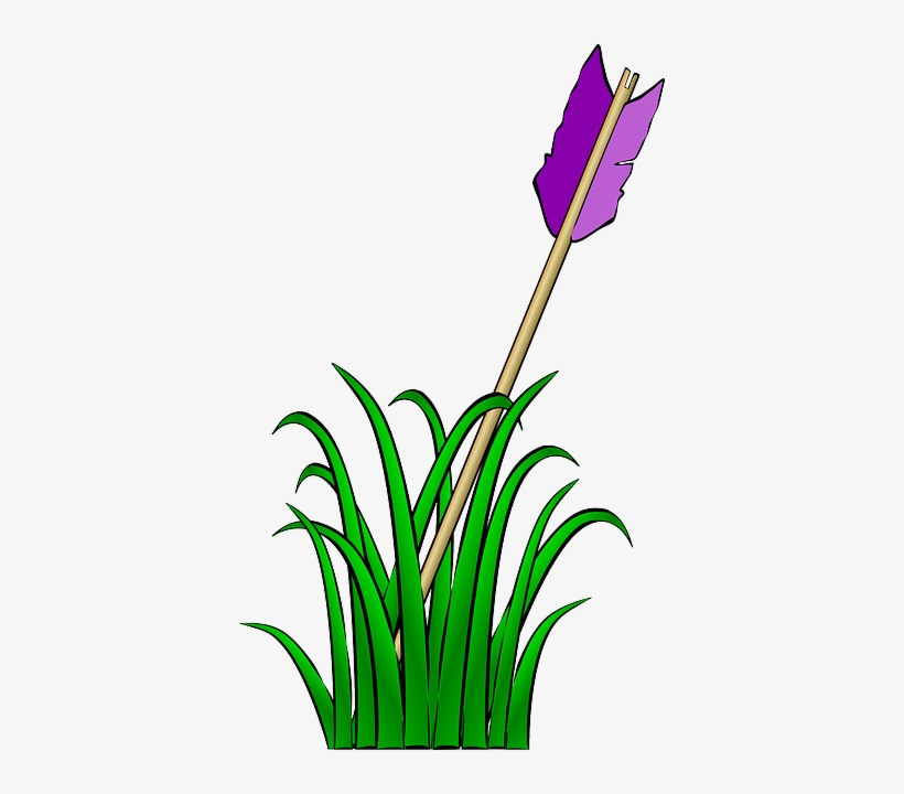 Arrow, Feather, Cartoon, Purple, Grass, Ground, Hit - Arrow In The Ground, transparent png #1225616