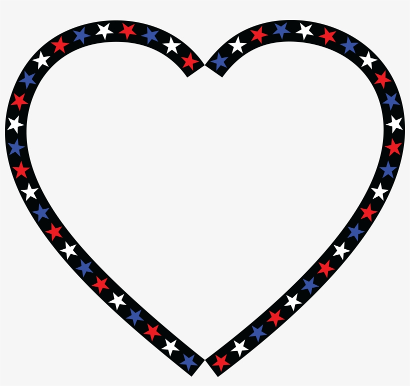 Free Clipart Of A Patriotic American Star Patterned - Red White Blue Heart, transparent png #1227670