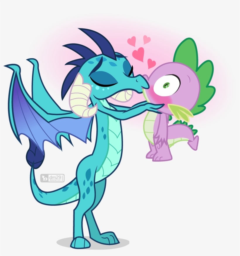Dm29, Blushing, Dragon, Dragon Lord Ember, Emberspike, - Spike And Ember Kiss, transparent png #1228056
