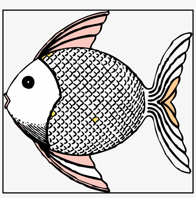 Fishbowl Clipart Black And White - Scaly Fish Clipart Black And White, transparent png #1228389