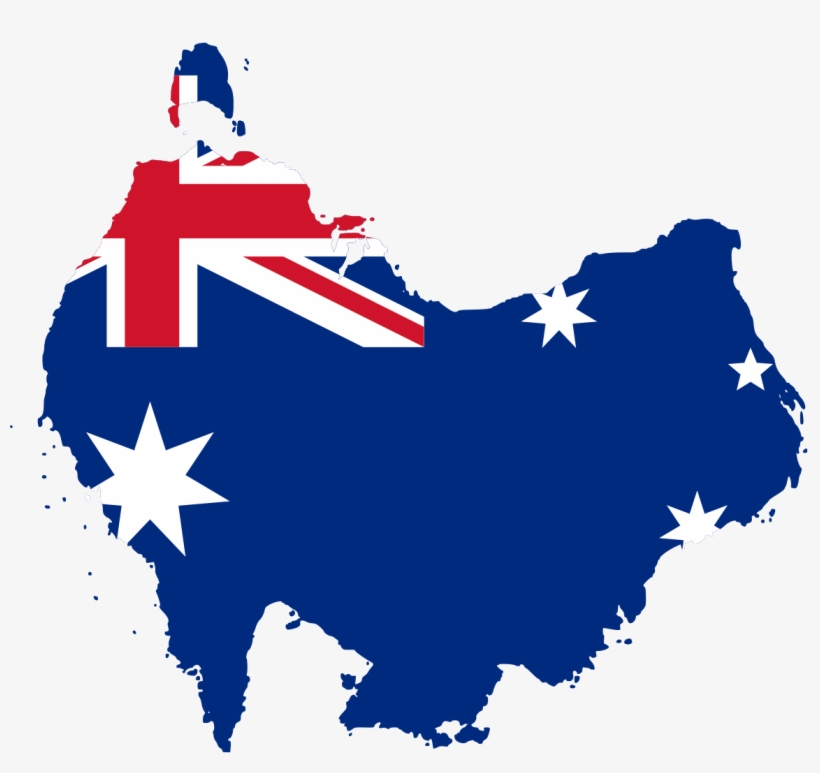 Australia Flag-map South At Top - Australia Flag Map Vector, transparent png #1228439