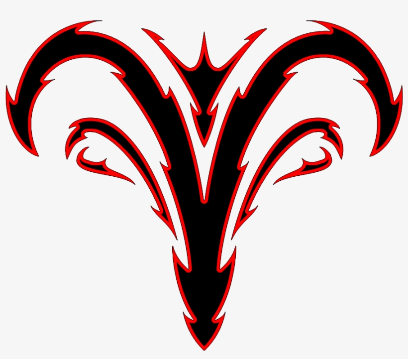Red And Black Tribal Aries Zodiac Sign Tattoo Design - Aries Zodiac Symbol  - Free Transparent PNG Download - PNGkey