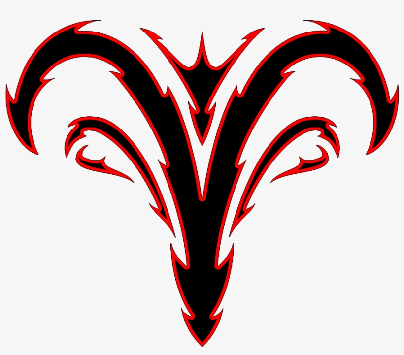 Red And Black Tribal Aries Zodiac Sign Tattoo Design - Aries Zodiac Symbol, transparent png #1229157