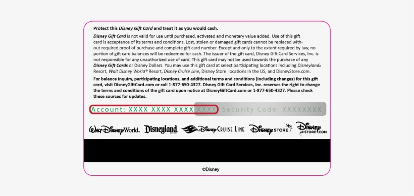 American Express Gift Card Amazon - Disney Gift Card Back, transparent png #1229335