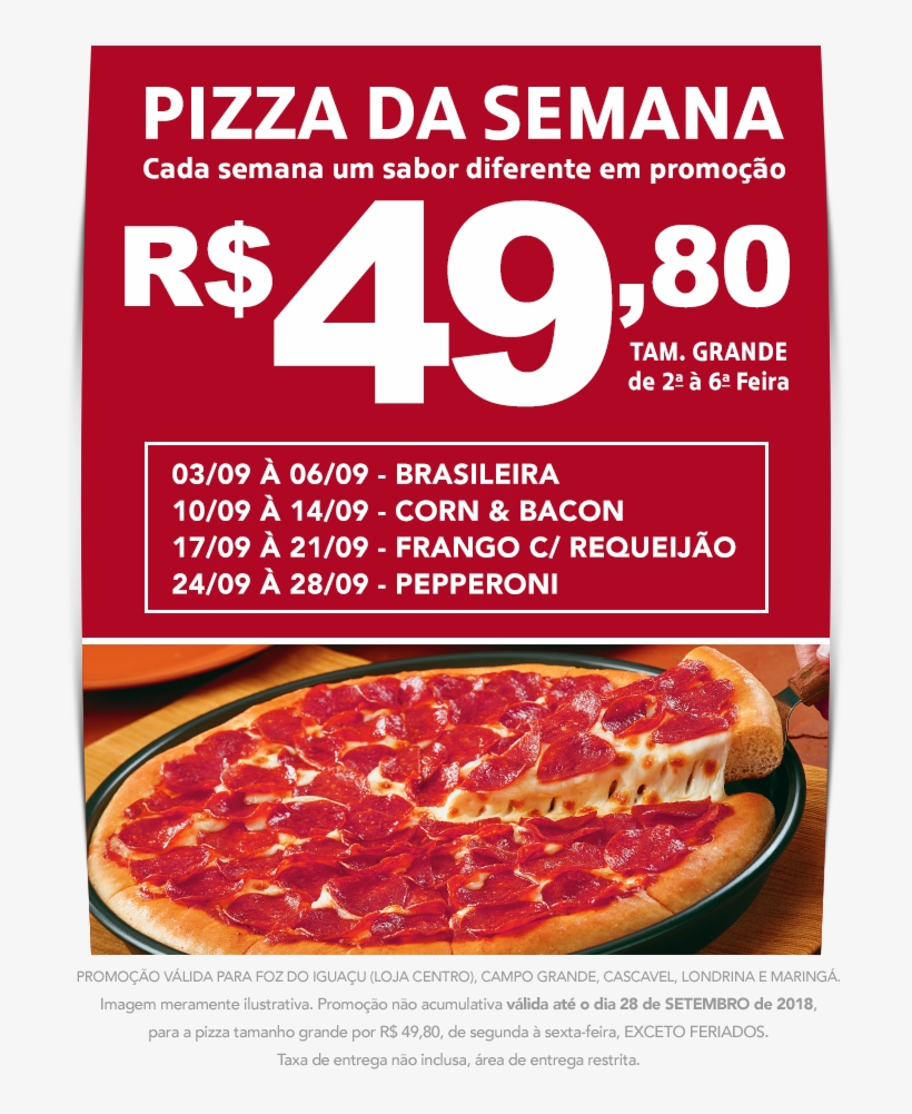 Promoção - Pizza Hut Pepperoni Pizza, transparent png #1230656