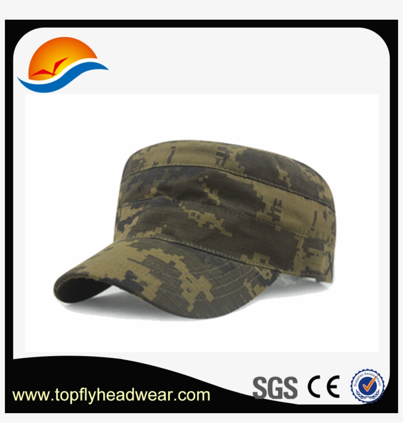 Custom Logo Flat Top Military Style Caps For Men - Baseball Cap, transparent png #1233813