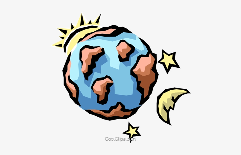 Earth, Sun, Moon, & Stars Royalty Free Vector Clip - Earth Sun And Moon ...