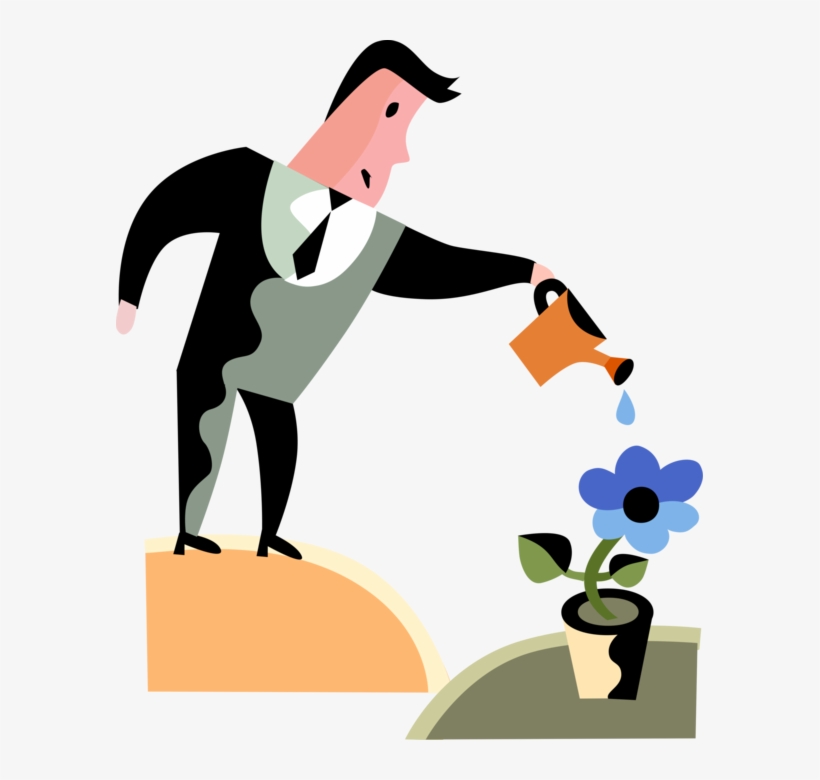 Entrepreneur Gardener Nurtures Image - Business Man Watering Png, transparent png #1234473