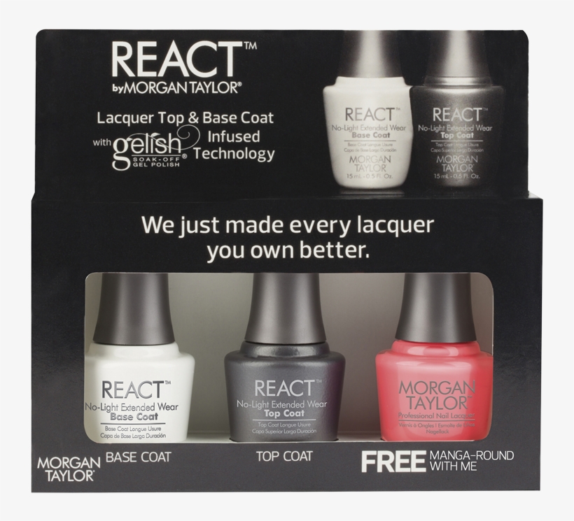 Nail Polish Png Reaction - Morgan Taylor React Lacquer Top & Base Coat Kit, transparent png #1235160