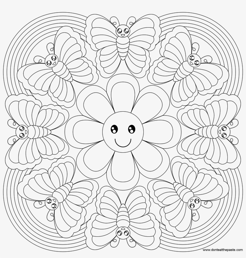 Butterfly Rainbow Mandala To Color - Mandalas De Primavera Para Colorear, transparent png #1235868