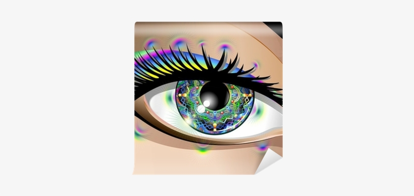 Hypnotic Psychedelic Mandala Eye Occhio Mandala Vector - Mandala Psychedelic Art Design Laptop Sleeve - 13", transparent png #1236076