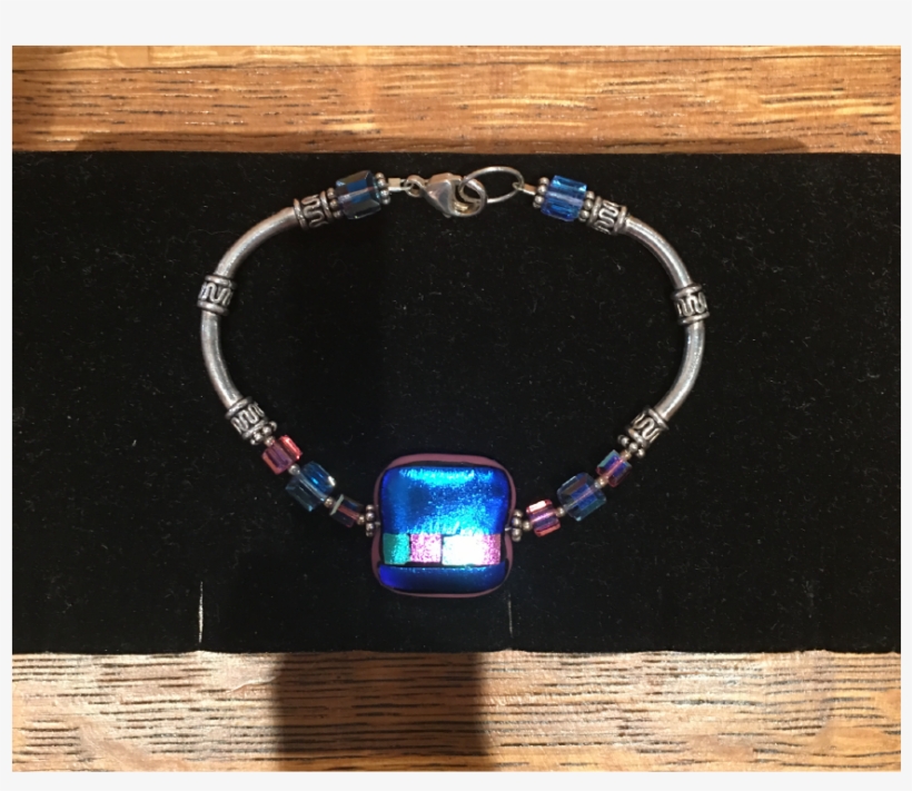 Blue And Pink Square High Glass Bead Bracelet By Bobbie - Bracelet, transparent png #1236914