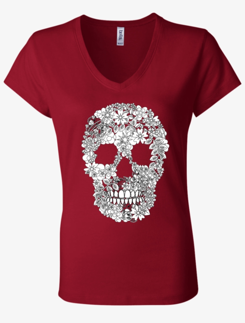 Women's Floral Skull Tee - T-shirt, transparent png #1238524