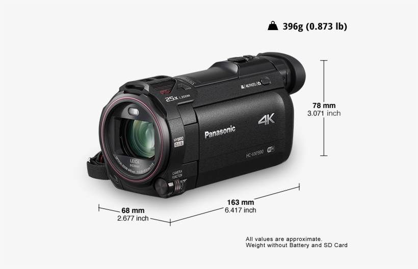 4k Ultra Hd Camcorder Hc-vxf990 - Panasonic Hc-vxf990 4k Camcorder Camera, transparent png #1238606