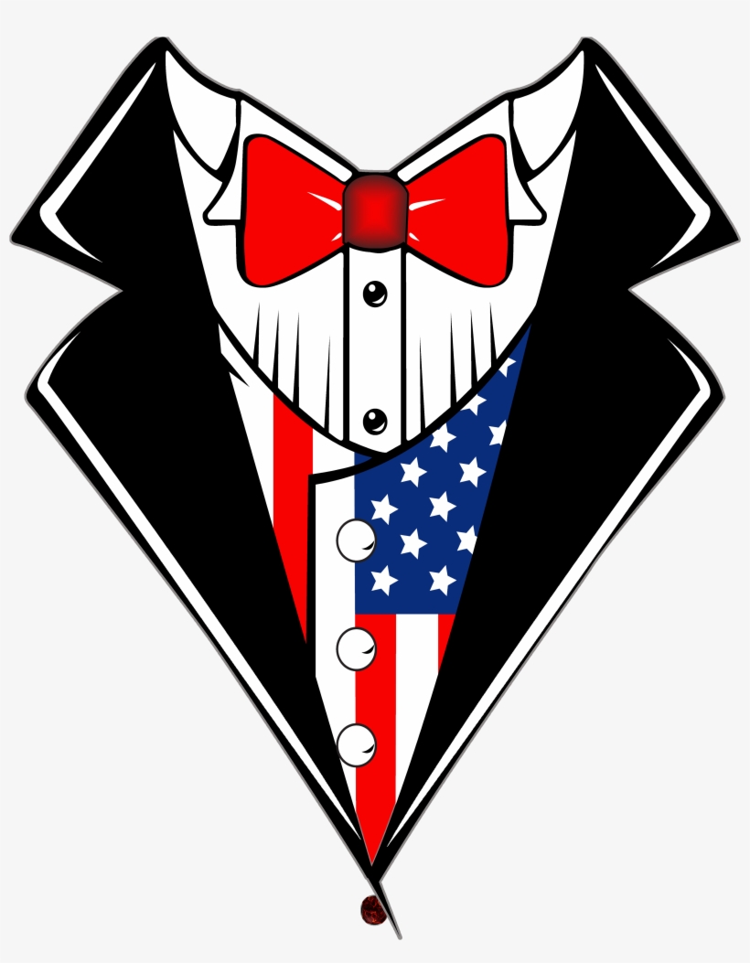 Suit Clipart Tye - American Flag Tuxedo T Shirt, transparent png #1239601