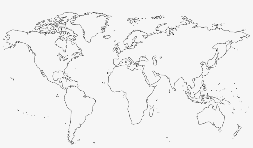 Resultado De Imagem Para Outline Of World Map With - World Map Black And White Blank, transparent png #1242749