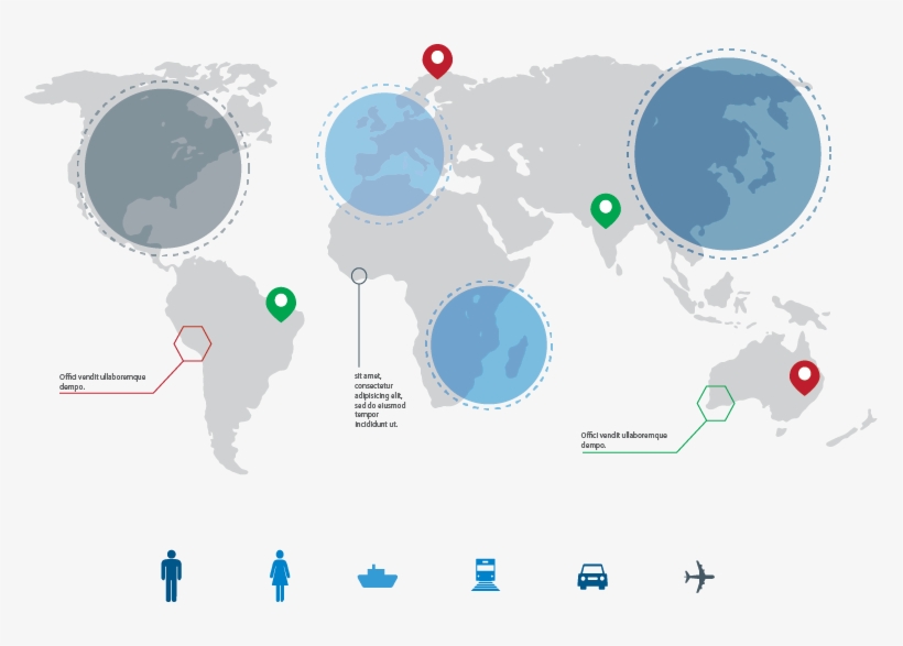 Global Layout - World Map With Location Points, transparent png #1242902