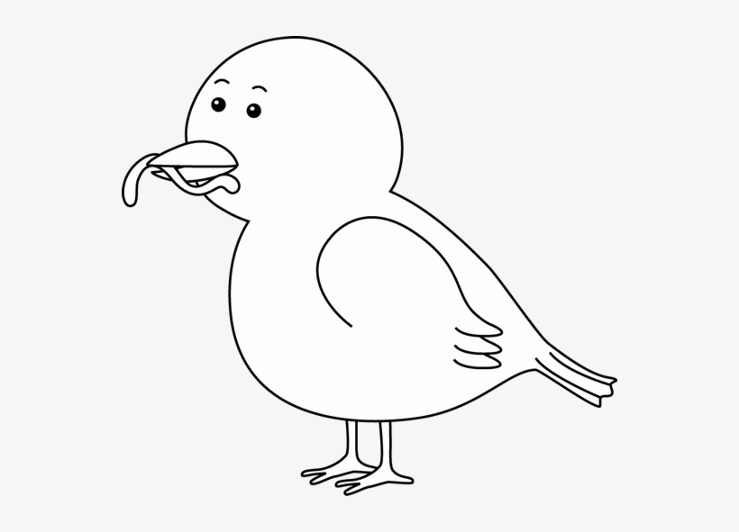 Sea Bird Clipart Bird Beak - Clipart Black And White Birds Eating, transparent png #1243538