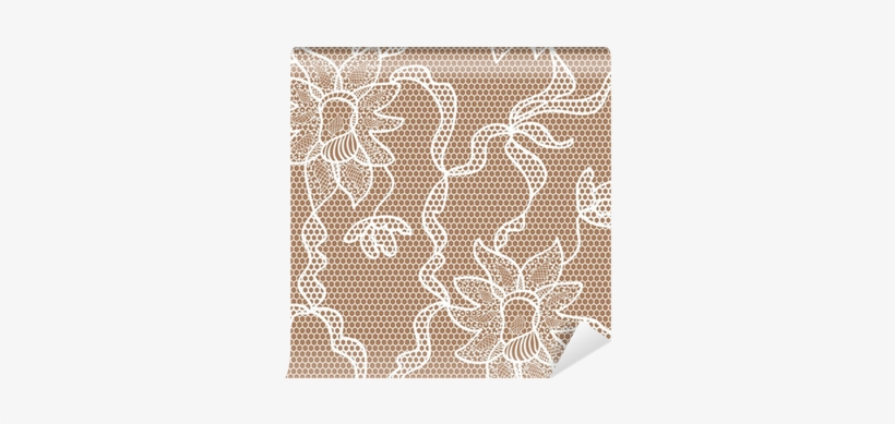 Beige Lace Vector Fabric Seamless Pattern With Orchids - Textile, transparent png #1243716