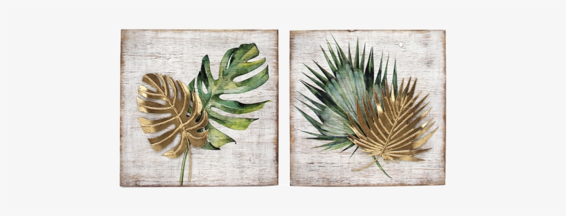 Wall Art Palm Monstera W Gold Leaf - Swiss Cheese Plant, transparent png #1243880