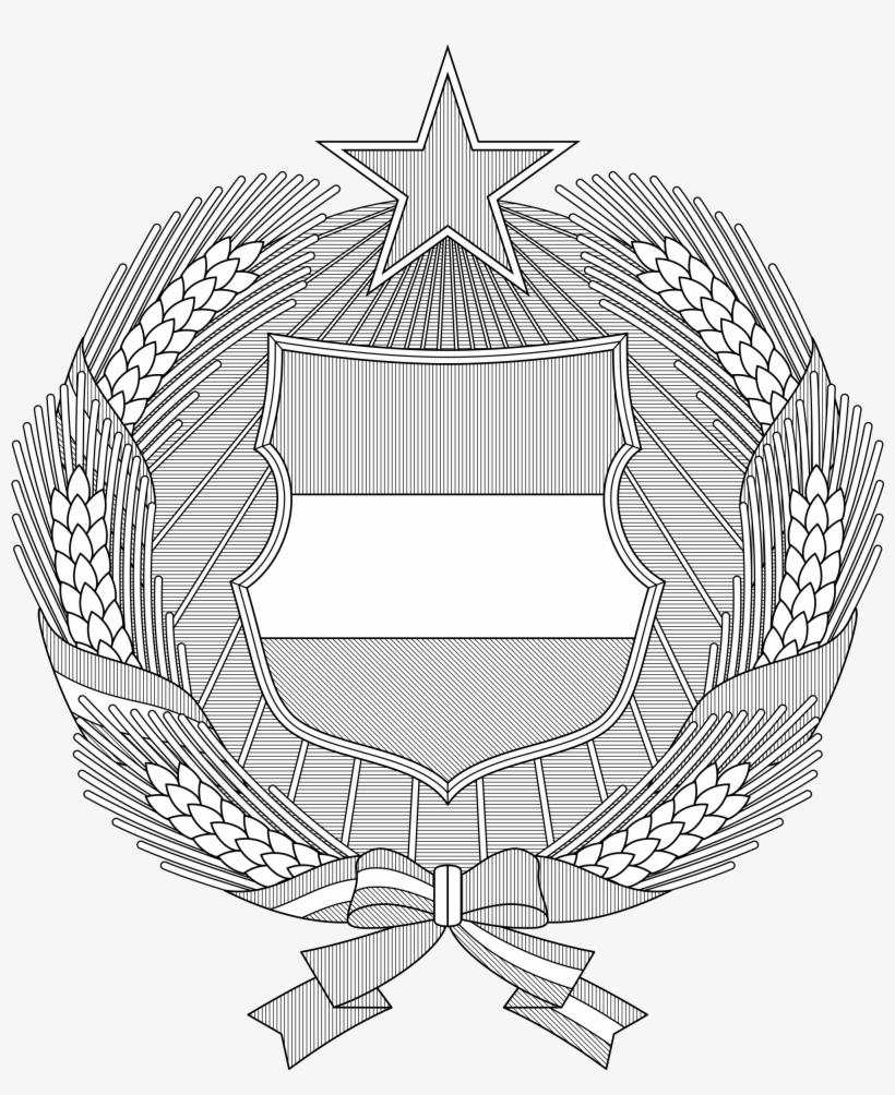 Open - File Coat Of Arms Of Hungary 1957 1990 Monochrome .svg, transparent png #1243959